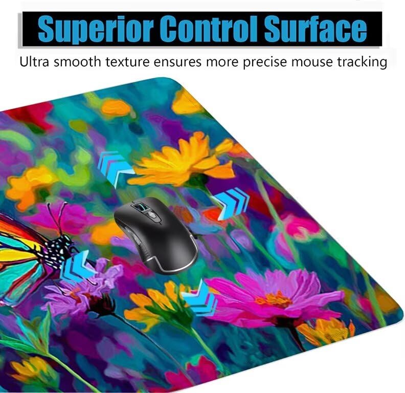 Schreibtischunterlage Schmetterling Mauspad XXL 150x80cm Mousepad Lila Gaming Mauspad mit Nicht rutschender Unterlage, Vernähte Kanten WassXerdicht Anti-Rutsch Maus Pad für PC, MacBook, Laptop F0-947 Bild 5