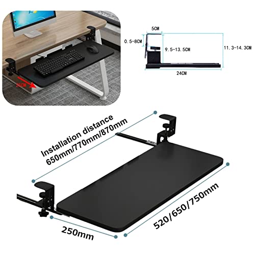 Lar Tastaturablage, 750 x 250 mm, ausziehbares Design mit Klemme, Tastatur- und Maus-Sto-Regal, ideal für Home-Office-Einrichtung und Gaming-Statistik Bild 2