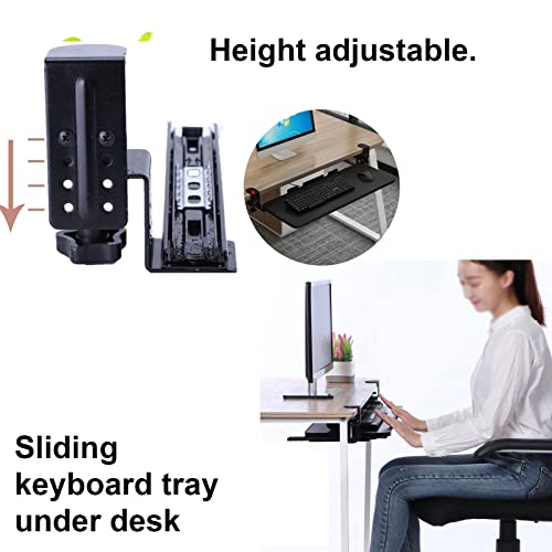 Lar Tastaturablage, 750 x 250 mm, ausziehbares Design mit Klemme, Tastatur- und Maus-Sto-Regal, ideal für Home-Office-Einrichtung und Gaming-Statistik Bild 4