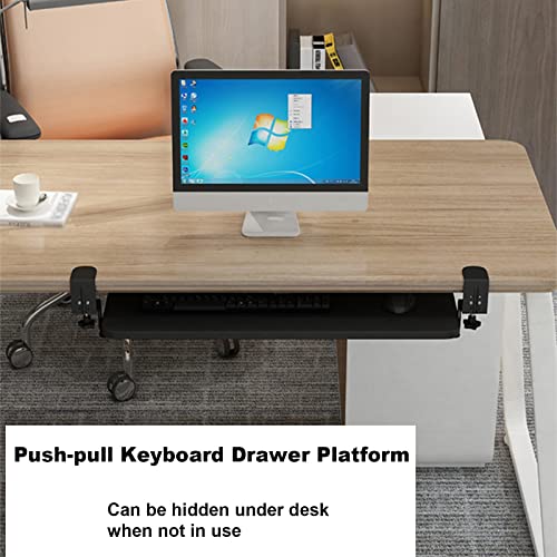 Lar Tastaturablage, 750 x 250 mm, ausziehbares Design mit Klemme, Tastatur- und Maus-Sto-Regal, ideal für Home-Office-Einrichtung und Gaming-Statistik Bild 6
