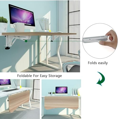 Verstellbares, faltbares Schreibtischtablett für Tastatur und Maus mit Stahlhalterung, 25 kg Tragkraft, Klemm-Design, 65 x 25 cm – perfekt für Home Office und Gaming Bild 2
