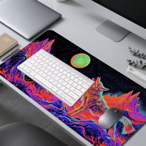 Lila Mauspad 1000x500x3mm, Mousepad Gaming Mauspad Abstraktion Mousepad XXL, Mouse Pad mit Vernähten Kanten und rutschfeste Gummibasis, Schreibtisch Zubehör, für Gaming Tastatur und Maus, f-490 Bild 4