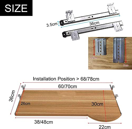 Höhenverstellbarer Tastaturständer mit Holztisch unter dem Schreibtisch, Tastaturablage für Maus, Design (70 x 26 cm) – perfekt für Heimbüro und Gaming Bild 2