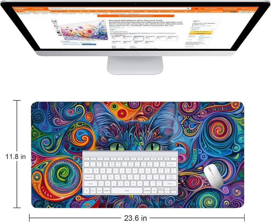 Schreibtischunterlage Nordisch Mauspad XXL 150x80cm Mousepad Pferd Gaming Mauspad mit Nicht rutschender Unterlage, Vernähte Kanten WassXerdicht Anti-Rutsch Maus Pad für PC, Office Geschenke F0-962 Bild 2