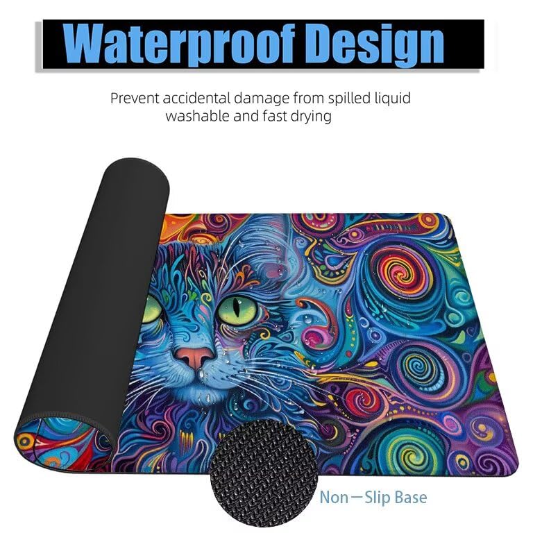 Schreibtischunterlage Nordisch Mauspad XXL 150x80cm Mousepad Pferd Gaming Mauspad mit Nicht rutschender Unterlage, Vernähte Kanten WassXerdicht Anti-Rutsch Maus Pad für PC, Office Geschenke F0-962 Bild 4