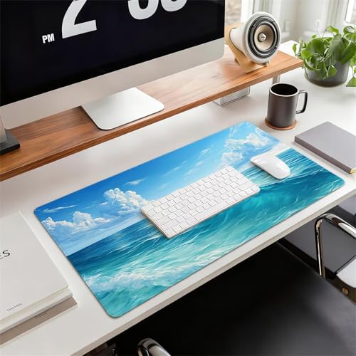 Gaming Mauspad XXL 1600x800x3mm Blau Mousepad, Große Speed rutschfeste Schreibtischunterlage Ozean Verbessert Präzision und Geschwindigkeit mit Stoßdämpfung für Tastatur und Maus Homeoffice xg-887 Bild 2