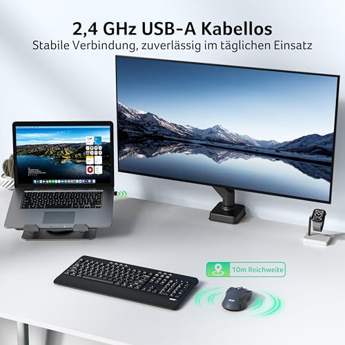 Acer Maus Kabellos 4000 DPI, Wireless Mouse 2,4Ghz mit 5 Einstellbare DPI, Batteriebetriebene Funkmaus, USB-A Computermaus für Laptop, PC, Chrombook Bild 2