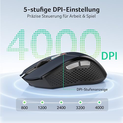 Acer Maus Kabellos 4000 DPI, Wireless Mouse 2,4Ghz mit 5 Einstellbare DPI, Batteriebetriebene Funkmaus, USB-A Computermaus für Laptop, PC, Chrombook Bild 3