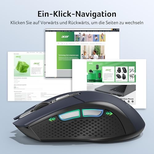 Acer Maus Kabellos 4000 DPI, Wireless Mouse 2,4Ghz mit 5 Einstellbare DPI, Batteriebetriebene Funkmaus, USB-A Computermaus für Laptop, PC, Chrombook Bild 7