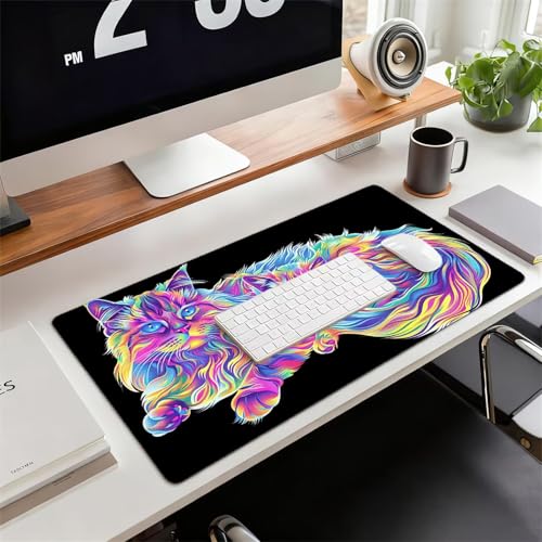 Gaming Mauspad XXL 1600x800x3mm Schwarz Mousepad, Große Speed rutschfeste Schreibtischunterlage Katze Verbessert Präzision und Geschwindigkeit mit Stoßdämpfung für Tastatur und Maus Homeoffice xg-881 Bild 2