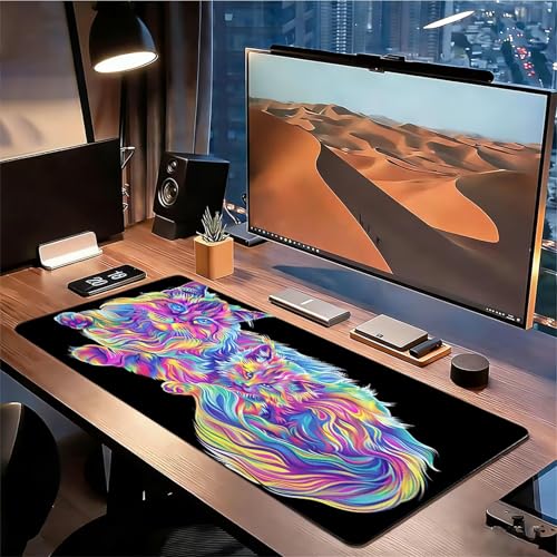 Gaming Mauspad XXL 1600x800x3mm Schwarz Mousepad, Große Speed rutschfeste Schreibtischunterlage Katze Verbessert Präzision und Geschwindigkeit mit Stoßdämpfung für Tastatur und Maus Homeoffice xg-881 Bild 3