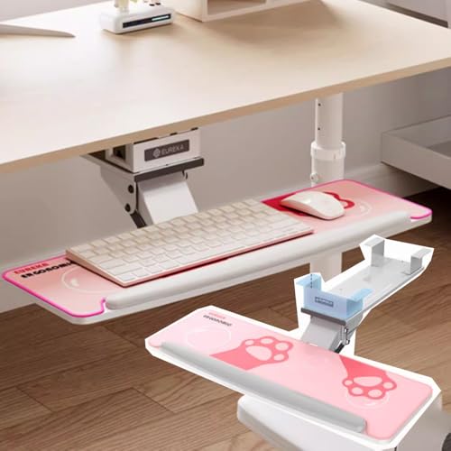 Verstellbare Gaming-Tastaturablage, schwenk- und neigbar, 71,1 x 25,4 cm, ausziehbare Tastaturablage unter dem Schreibtisch, Tastatur- und Maus-Plattform für komfortable Einrichtung Bild 1
