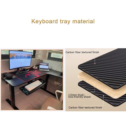 Verstellbare Gaming-Tastaturablage, schwenk- und neigbar, 71,1 x 25,4 cm, ausziehbare Tastaturablage unter dem Schreibtisch, Tastatur- und Maus-Plattform für komfortable Einrichtung Bild 5
