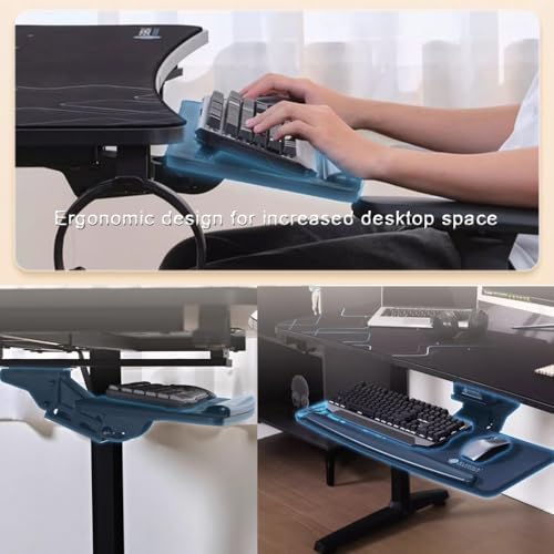 Verstellbare Gaming-Tastaturablage, schwenk- und neigbar, 71,1 x 25,4 cm, ausziehbare Tastaturablage unter dem Schreibtisch, Tastatur- und Maus-Plattform für komfortable Einrichtung Bild 6