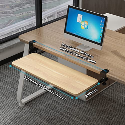 Tastaturablage aus Holz mit Maus, Teak & Walnuss, Design, 520 x 250 mm, perfekt für Home Office & Gaming, verstellbare Höhe, & Slish Bild 1