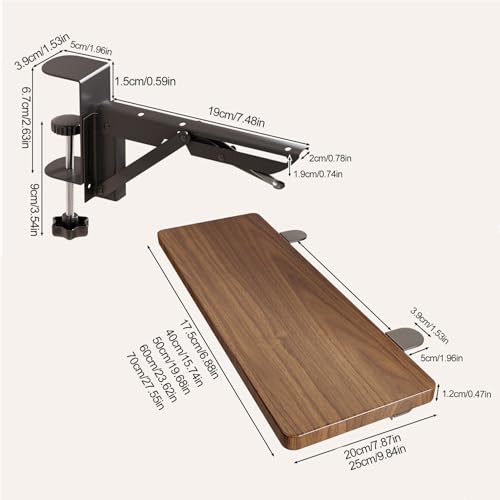 Schreibtischverlängerung – 70 x 20 cm, für Maus & Tastatur, Armlehnenablage, Ellenbogenstütze, ideal für Home Office & Gaming Setup Bild 2