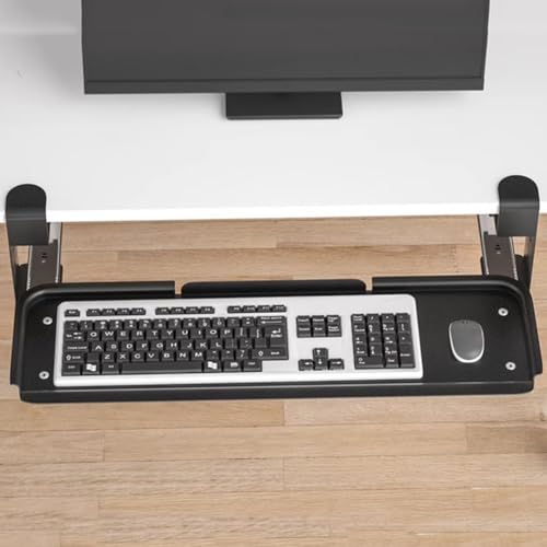 Tastaturablage mit Klemme – unter dem Schreibtisch verschiebbare Stahltastatur und Maus – einfache Installation für Home Office & Gaming Setup Bild 2