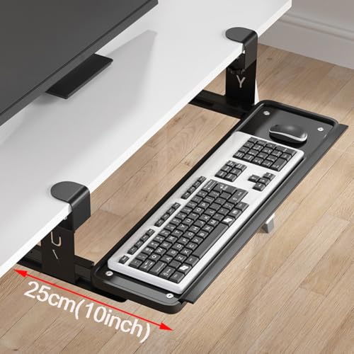 Tastaturablage mit Klemme – unter dem Schreibtisch verschiebbare Stahltastatur und Maus – einfache Installation für Home Office & Gaming Setup Bild 6