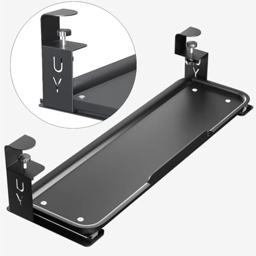 Tastaturablage mit Klemme – unter dem Schreibtisch verschiebbare Stahltastatur und Maus – einfache Installation für Home Office & Gaming Setup Bild 7