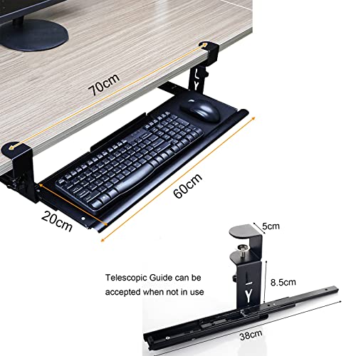 Tastaturablage für den Schreibtisch mit 35,6 cm (14 Zoll) Gleitschienen, ausziehbare Tastaturablage & Maus-Sto-Lösung, platzsparendes Design für Home Office und Gaming Setup Bild 2