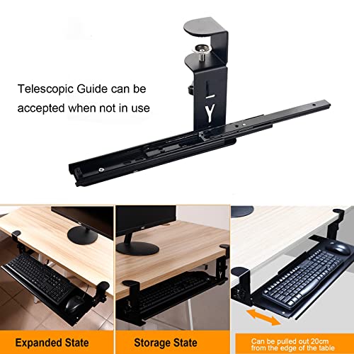 Tastaturablage für den Schreibtisch mit 35,6 cm (14 Zoll) Gleitschienen, ausziehbare Tastaturablage & Maus-Sto-Lösung, platzsparendes Design für Home Office und Gaming Setup Bild 5