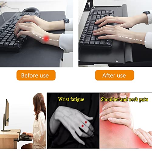 Tastaturablage für den Schreibtisch mit 35,6 cm (14 Zoll) Gleitschienen, ausziehbare Tastaturablage & Maus-Sto-Lösung, platzsparendes Design für Home Office und Gaming Setup Bild 6