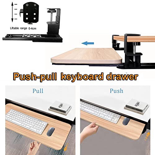 Tastaturablage, stabiles Holz und Metall, unter dem Schreibtisch, Maus-Sto-Lösung, perfekt für Zuhause, Büro und Gaming-Setup Bild 5