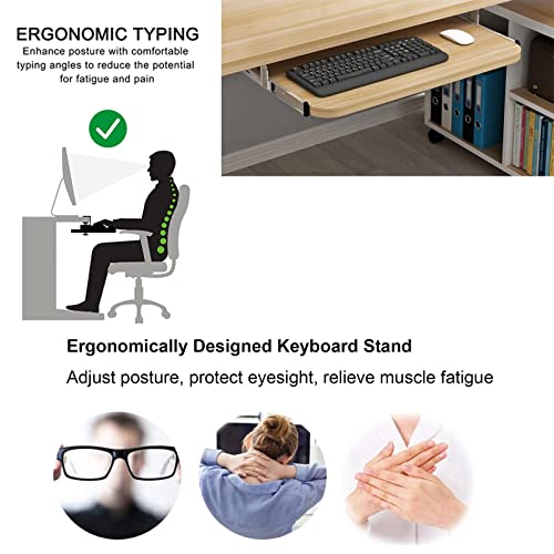 Einstellbare Tastatur und Maus Der, einfach zu installieren, Walnussholz, 60 x 27 cm (24 x 11 Zoll) – Höhenunterstützung für De, perfekt für Home Office und Gaming. Bild 3
