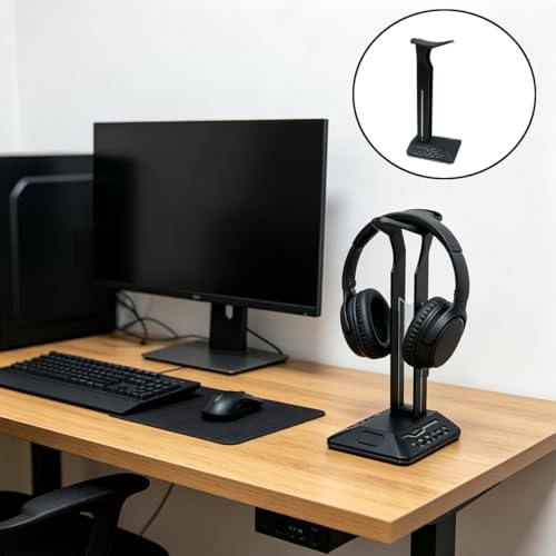 Huba RGB Gaming Headset Stand mit USB Hub Beleuchtung Schreibtisch Organizer Schwarz 7 Farbe Modus Kopfhörerhalter Bild 7