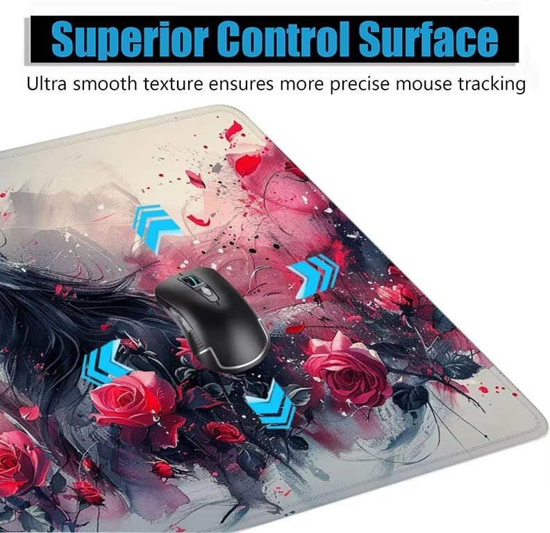 Schreibtischunterlage Rosa Mauspad XXL 120x60cm Mousepad Pferd Gaming Mauspad mit Nicht rutschender Unterlage, Vernähte Kanten WassXerdicht Anti-Rutsch Maus Pad für Laptop, Office Geschenke F0-986 Bild 5