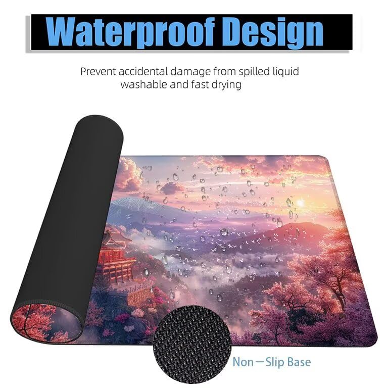 Schreibtischunterlage Rosa Mauspad XXL 120x60cm Mousepad Trommelturm Gaming Mauspad mit Nicht rutschender Unterlage, Vernähte Kanten WassXerdicht Anti-Rutsch Maus Pad für PC, MacBook, Laptop F0-989 Bild 4