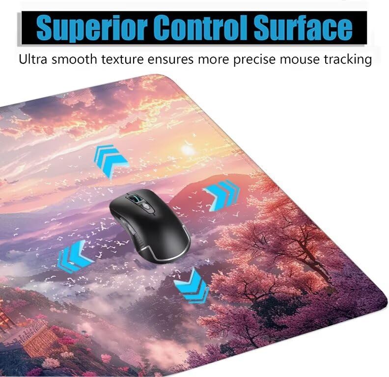 Schreibtischunterlage Rosa Mauspad XXL 120x60cm Mousepad Trommelturm Gaming Mauspad mit Nicht rutschender Unterlage, Vernähte Kanten WassXerdicht Anti-Rutsch Maus Pad für PC, MacBook, Laptop F0-989 Bild 5