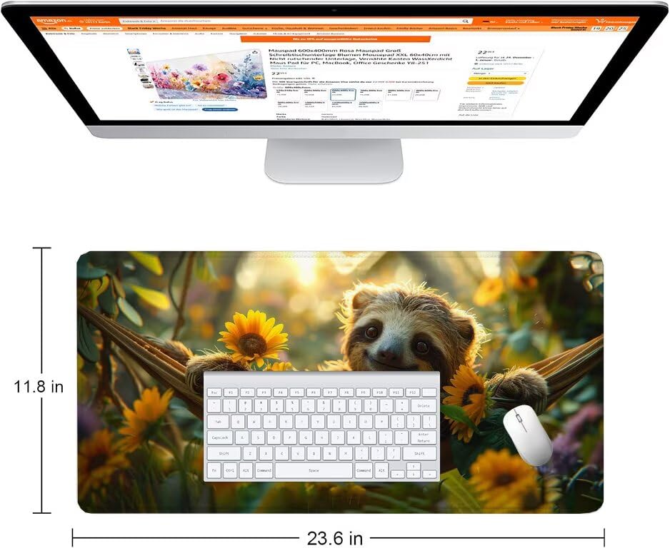 Schreibtischunterlage Grün Mauspad XXL 120x60cm Mousepad Tiere Gaming Mauspad mit Nicht rutschender Unterlage, Vernähte Kanten WassXerdicht Anti-Rutsch Maus Pad für Laptop, Office Geschenke F0-995 Bild 2