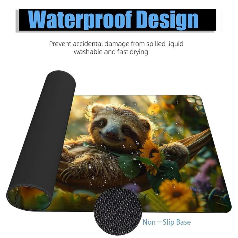 Schreibtischunterlage Grün Mauspad XXL 120x60cm Mousepad Tiere Gaming Mauspad mit Nicht rutschender Unterlage, Vernähte Kanten WassXerdicht Anti-Rutsch Maus Pad für Laptop, Office Geschenke F0-995 Bild 4