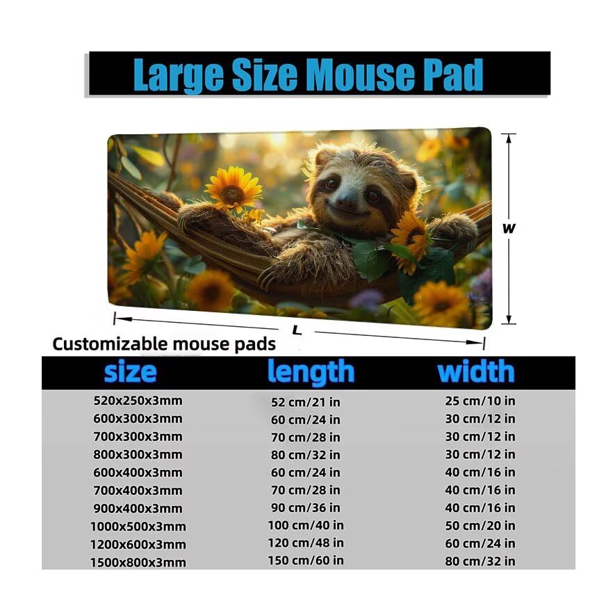 Schreibtischunterlage Grün Mauspad XXL 120x60cm Mousepad Tiere Gaming Mauspad mit Nicht rutschender Unterlage, Vernähte Kanten WassXerdicht Anti-Rutsch Maus Pad für Laptop, Office Geschenke F0-995 Bild 6