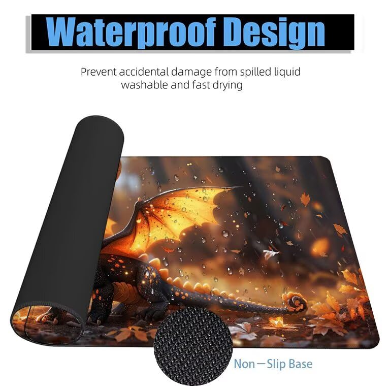 Schreibtischunterlage Dinosaurier Mauspad XXL 120x60cm Mousepad Tiere Gaming Mauspad mit Nicht rutschender Unterlage, Vernähte Kanten WassXerdicht Anti-Rutsch Maus Pad für PC, MacBook, Laptop F0-998 Bild 4