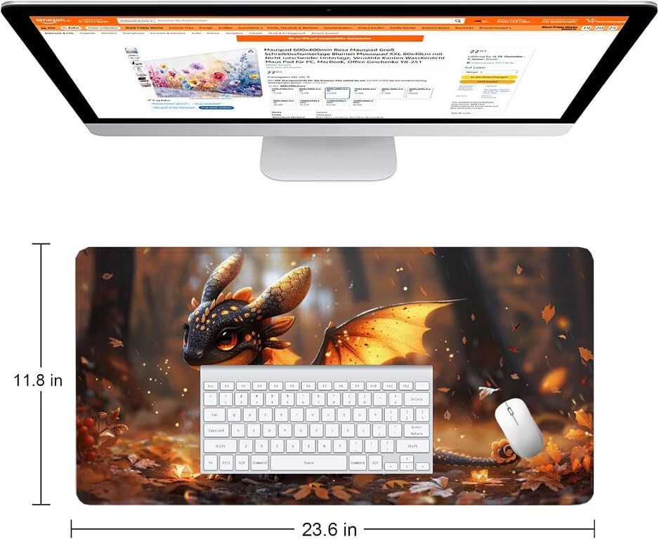 Schreibtischunterlage Dinosaurier Mauspad XXL 150x80cm Mousepad Tiere Gaming Mauspad mit Nicht rutschender Unterlage, Vernähte Kanten WassXerdicht Anti-Rutsch Maus Pad für PC, MacBook, Laptop F0-998 Bild 2