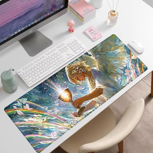 Gaming Mauspad XXL 1400x600x3mm, Engel Anti -Rutsch Mousepad XXL, Landschaft groß Schreibtischunterlage, Waschbares, rutschfeste Gummibasis, Nähten an Den Kanten für PC, Maus und Tastatur -36886 Bild 7