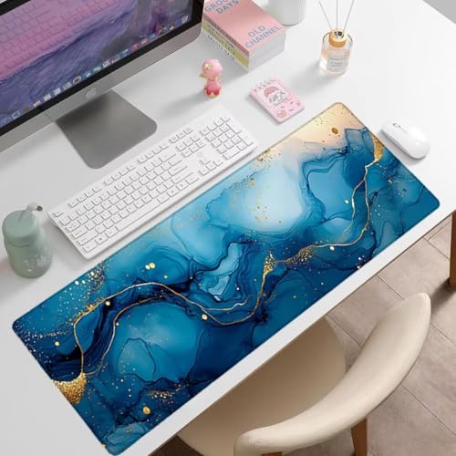 Gaming Mauspad XXL 1600x800x3mm, Landschaft Anti -Rutsch Mousepad XXL, Blau groß Schreibtischunterlage, Waschbares, rutschfeste Gummibasis, Nähten an Den Kanten für PC, Maus und Tastatur -36876 Bild 7