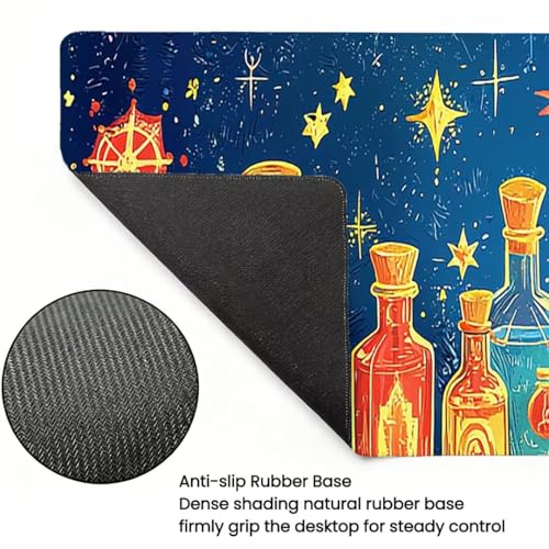 Gaming Mauspad XXL 1600x800x3mm, Katze Anti -Rutsch Mousepad XXL, Blau groß Schreibtischunterlage, Waschbares, Rutschfeste Gummibasis, Mauspad mit Nähten an Den Kanten für PC, Maus und Tastatur -36870 Bild 4