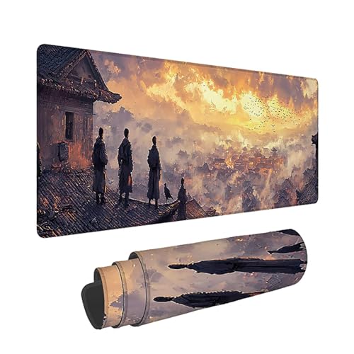 Gaming Mauspad XXL 1400x600x3mm, Retro Anti -Rutsch Mousepad XXL, Landschaft groß Schreibtischunterlage, Waschbares, rutschfeste Gummibasis, Nähten an Den Kanten für PC, Maus und Tastatur -36888 Bild 1