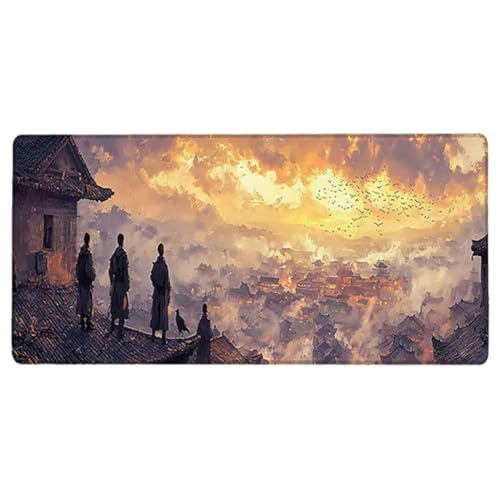 Gaming Mauspad XXL 1400x600x3mm, Retro Anti -Rutsch Mousepad XXL, Landschaft groß Schreibtischunterlage, Waschbares, rutschfeste Gummibasis, Nähten an Den Kanten für PC, Maus und Tastatur -36888 Bild 2