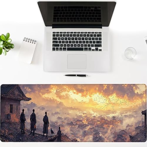 Gaming Mauspad XXL 1400x600x3mm, Retro Anti -Rutsch Mousepad XXL, Landschaft groß Schreibtischunterlage, Waschbares, rutschfeste Gummibasis, Nähten an Den Kanten für PC, Maus und Tastatur -36888 Bild 3