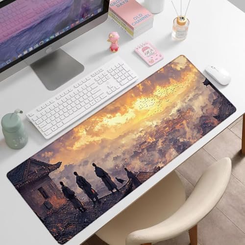 Gaming Mauspad XXL 1400x600x3mm, Retro Anti -Rutsch Mousepad XXL, Landschaft groß Schreibtischunterlage, Waschbares, rutschfeste Gummibasis, Nähten an Den Kanten für PC, Maus und Tastatur -36888 Bild 7