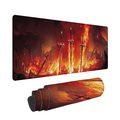 Gaming Mauspad XXL 1400x600x3mm, Retro Anti -Rutsch Mousepad XXL, Landschaft groß Schreibtischunterlage, Waschbares, rutschfeste Gummibasis, Nähten an Den Kanten für PC, Maus und Tastatur -36880 Bild 1