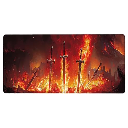 Gaming Mauspad XXL 1400x600x3mm, Retro Anti -Rutsch Mousepad XXL, Landschaft groß Schreibtischunterlage, Waschbares, rutschfeste Gummibasis, Nähten an Den Kanten für PC, Maus und Tastatur -36880 Bild 2