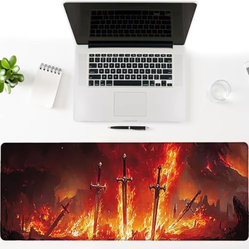 Gaming Mauspad XXL 1400x600x3mm, Retro Anti -Rutsch Mousepad XXL, Landschaft groß Schreibtischunterlage, Waschbares, rutschfeste Gummibasis, Nähten an Den Kanten für PC, Maus und Tastatur -36880 Bild 3