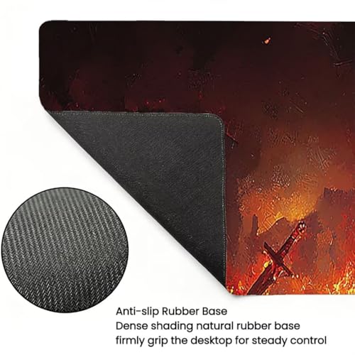 Gaming Mauspad XXL 1400x600x3mm, Retro Anti -Rutsch Mousepad XXL, Landschaft groß Schreibtischunterlage, Waschbares, rutschfeste Gummibasis, Nähten an Den Kanten für PC, Maus und Tastatur -36880 Bild 4