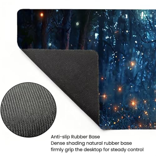Gaming Mauspad XXL 1600x800x3mm, Wald Anti -Rutsch Mousepad XXL, Elfen groß Schreibtischunterlage, Waschbares, Rutschfeste Gummibasis, Mauspad mit Nähten an Den Kanten für PC, Maus und Tastatur -36874 Bild 4