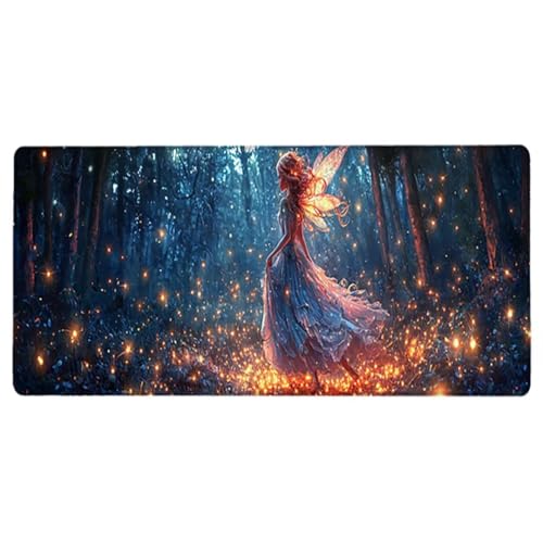 Gaming Mauspad XXL 1400x600x3mm, Wald Anti -Rutsch Mousepad XXL, Elfen groß Schreibtischunterlage, Waschbares, Rutschfeste Gummibasis, Mauspad mit Nähten an Den Kanten für PC, Maus und Tastatur -36874 Bild 2